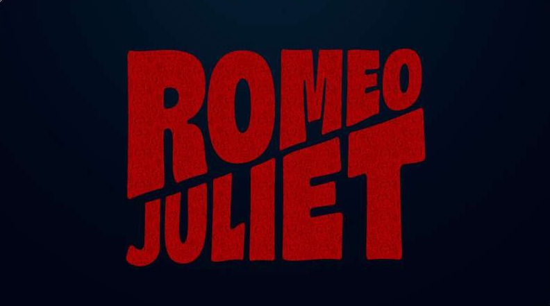 Romeo Juliet title logo in bold red block letters