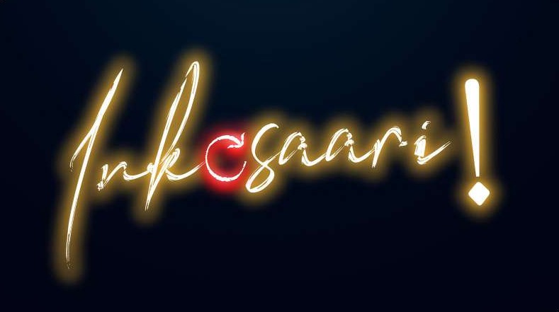 Inkosaari! neon script title logo