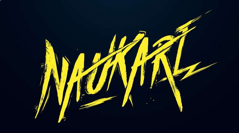 Naukari brush-script title logo in yellow